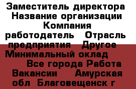 Заместитель директора › Название организации ­ Компания-работодатель › Отрасль предприятия ­ Другое › Минимальный оклад ­ 25 000 - Все города Работа » Вакансии   . Амурская обл.,Благовещенск г.